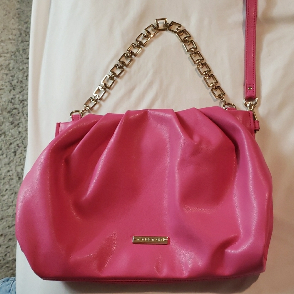 Madden Girl Fuchsia Shoulder Bag with Gold Chain